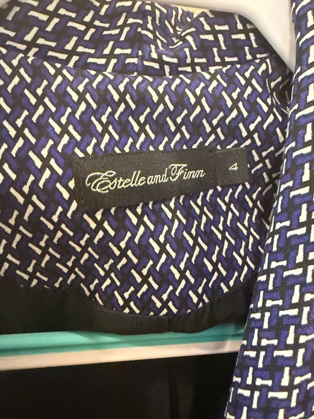 Estelle and Finn Navy patterned Swing Jacket, Size 4